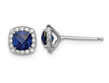 3/10 Carat (ctw) Lab-Created Blue & White Sapphire Earrings  in Sterling Silver